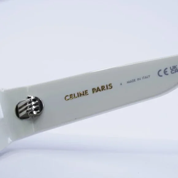 Celine CL40288I 25A MONOCHROMS Sunglasses Ivory Cat Eye Frame, Grey Lenses